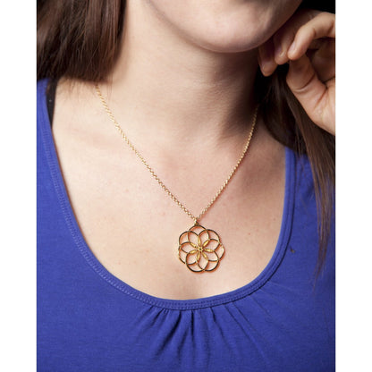 7 Rings of Peace Gold-dipped Pendant Necklace on 18" Rolo Chain (Wholesale)