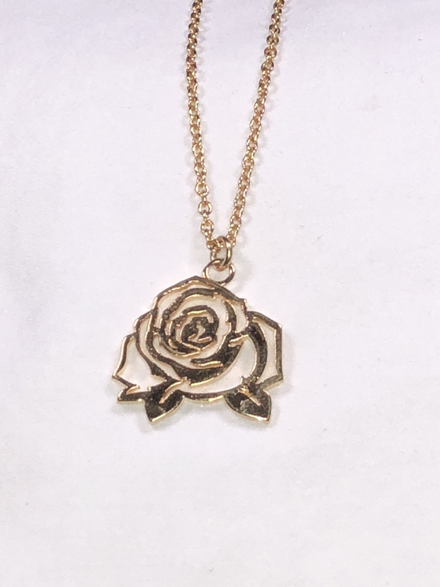 Mighty Rose Necklace Gold-Dipped on Rolo Chain