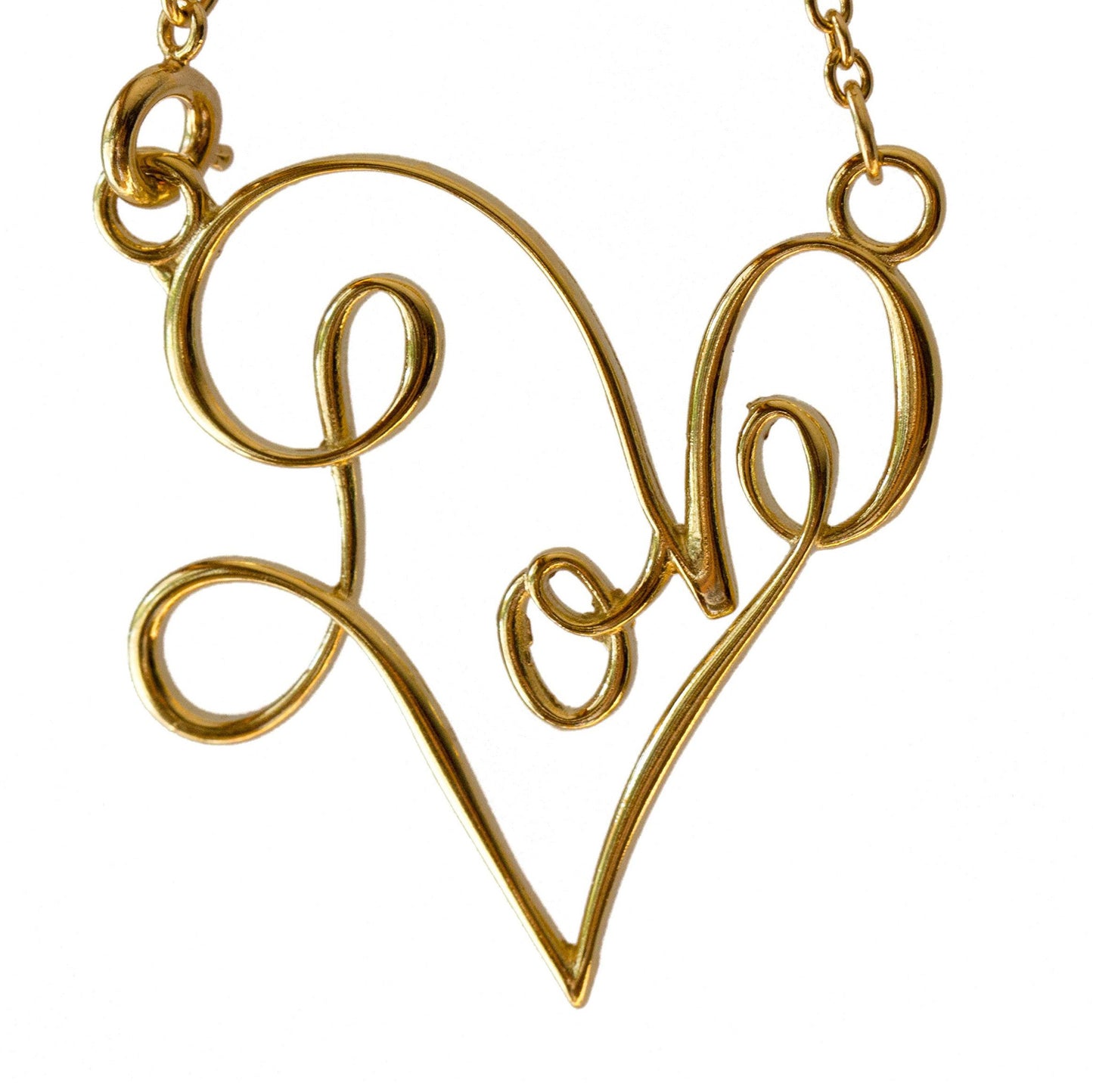 Love Pendant Necklace Gold-dipped on Rolo Chain