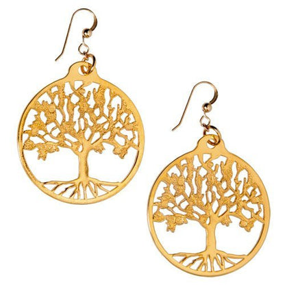 Tree of Life Gold-dipped Earrings on French Hooks