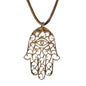 Hamsa Peace Bronze Necklace on Adjustable Natural Fiber Cord