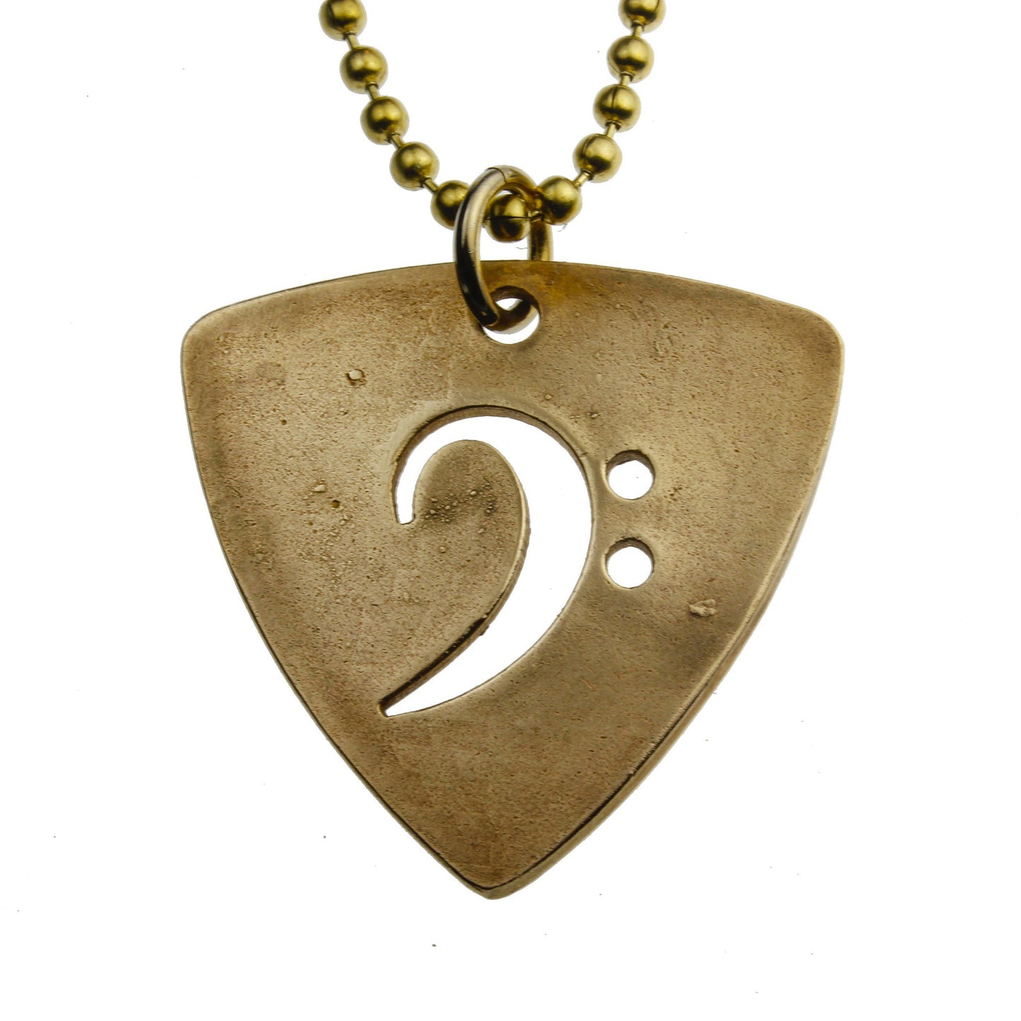 Bass Pick Peace Bronze Pendant Necklace on 24" Ball Chain