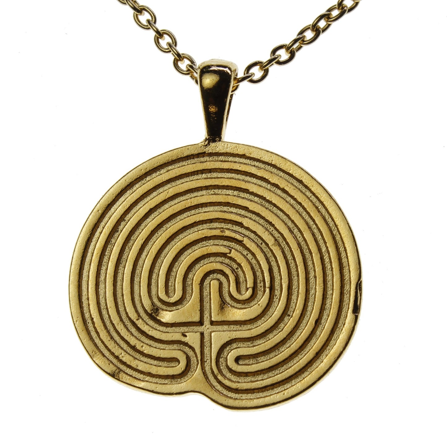 Minoan Labyrinth Gold-dipped Pendant Necklace on 18" Rolo Chain