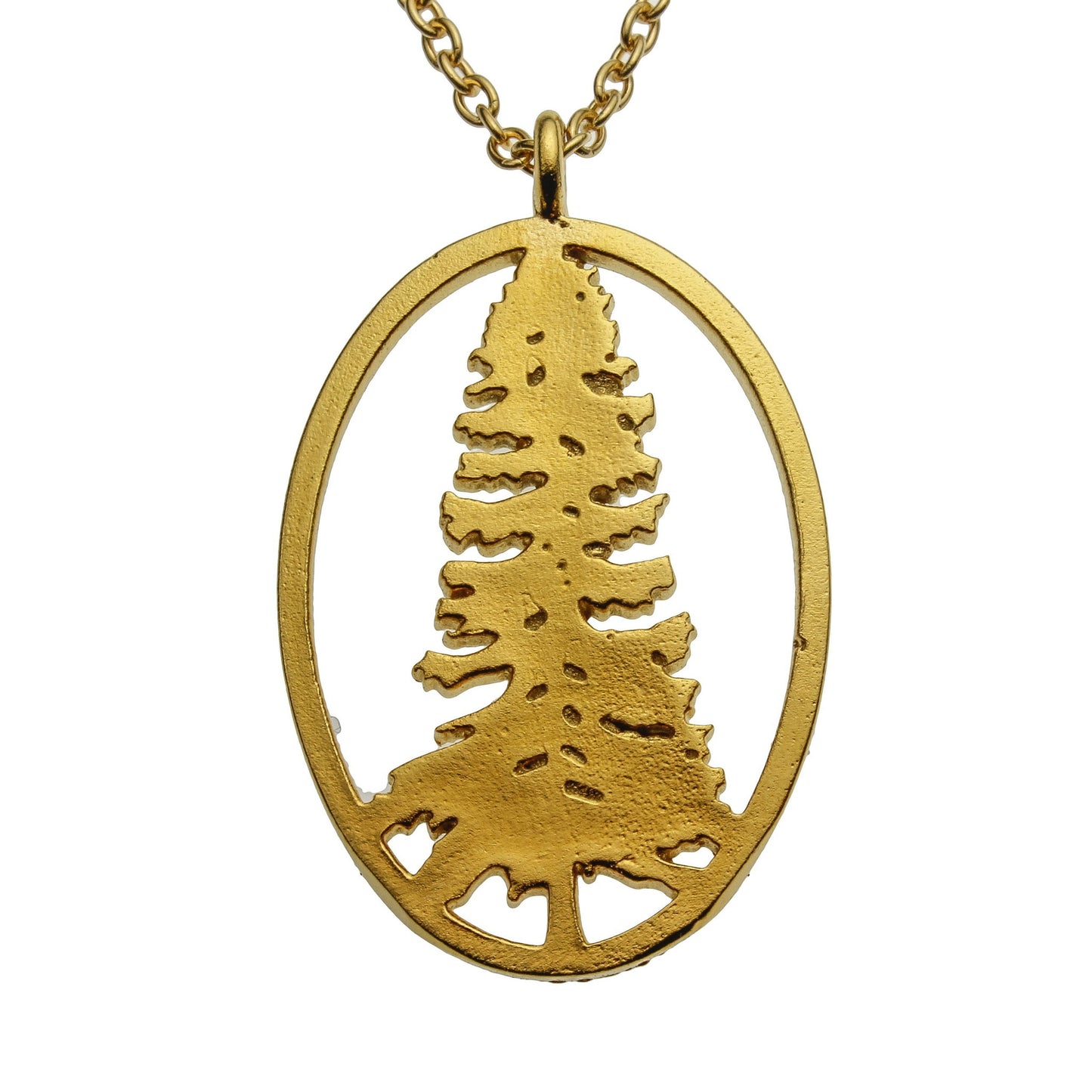 California Redwood Gold-dipped Pendant Necklace on Rolo Chain