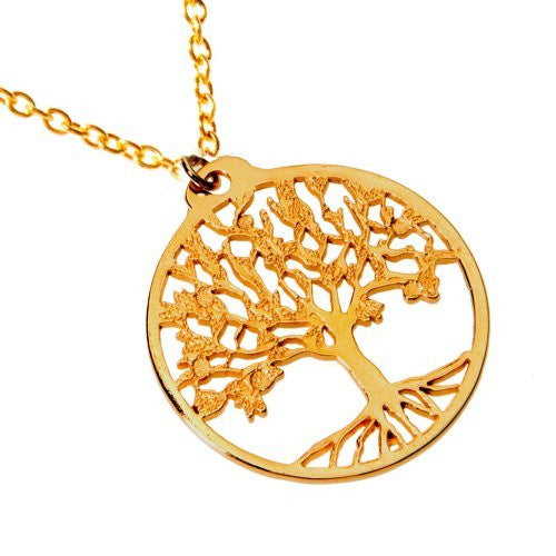 Tree of Life Gold-dipped Pendant Necklace on 18" Rolo Chain