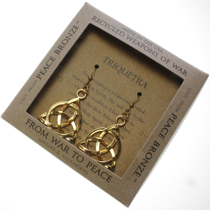 Triquetra Trinity Knot Gold-dipped Earrings on French Hooks